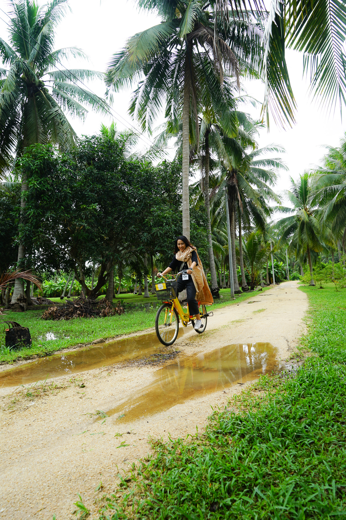 Riding bycycle and learning coconut community lifestyle