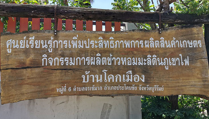ศูนย์เรียนรู้การเพิ่มประสิทธิภาพการผลิตสินค้าเกษตร กิจกรรมผลิตข้าวหอมมะลิดินภูเขาไฟ บ้านโคกเมือง
